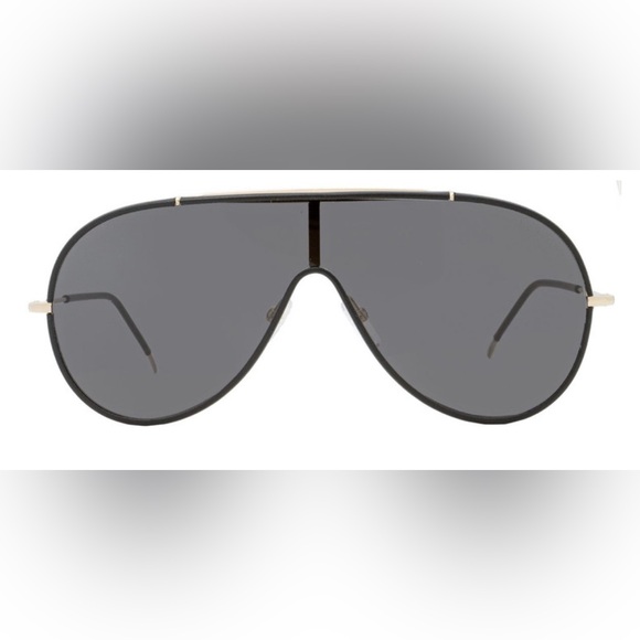 TOM FORD MACK FT0671 Sunglasses Gold With Black Leather Rims Frame Gray Lenses - Picture 2 of 11